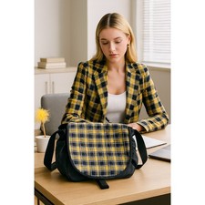 LL.Bean Yellow Plaid Messenger Bag NWT– Clueless   Gorpcore Preppy Laptop Office picture