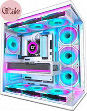 H1  PC Case, Pre-Installed 7 Infinity Mirror PWM ARGB Fans, ATX Mid Tower Comput picture