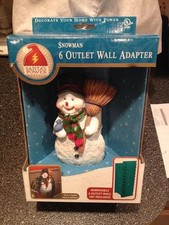Snowman Santa's Power Hand Painted Christmas Holiday 6 Outlet Wall Adapter New picture