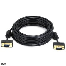 25FT Ultra Slim SVGA Super VGA DB15 Male to Male Monitor Cable Ferrites 30/32AWG picture