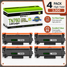 GREENCYCLE TN760 TN730 4PK Black Toner for Brother HL-L2350DW HL-L2325DW picture