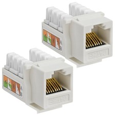 2 Pcs Cat5e RJ45 Network LAN Ethernet Keystone Jack 110 Punch Down Snap-in White picture