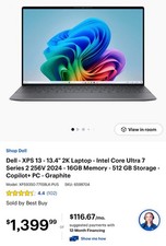 Dell - XPS 13 - 13.4” 2K Laptop - Intel Core Ultra 7 Series 2 256V 2024 - 16GB M picture