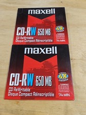 Lot of 2 Maxell CD-RW 74 min 650MB  New Sealed Compact Disc Disk Rewritable picture