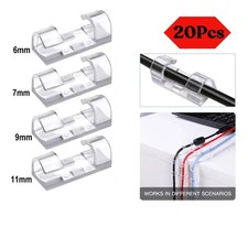 20x Self Adhesive Computer Cable Clear Tidy Wire Cord Holder Ties Fastener Clips picture