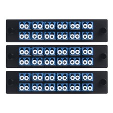 3pcs LGX Fiber Patch Panel, 12 Singlemode Blue Duplex LC Adapters, 24 Ports picture