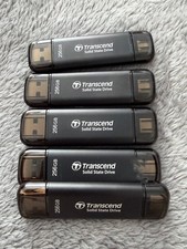 LOT OF 5 Transcend ESD310 256GB Dual Portable SSDs USB-A + USB-C 1050MB/s Tested picture