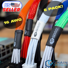 PCI-e 6-Pin to 6+2 Pin Sleeved True 16 AWG Power Cable - 6 Pack picture