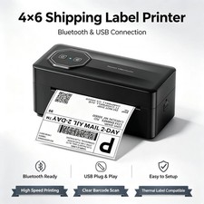 New Bluetooth Shipping Label Printer or 4x6 Thermal Paper for Small Business Lot picture