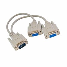KNTK 1ft DB9 Male to 2x DB9 Female Cable Splitter RS-232 Data Transfer Cord picture