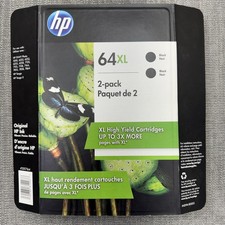 HP 64XL High Yield Black Original Ink Cartridges 2-Pack X4D94BN Sealed picture