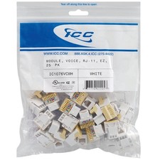 ICC IC1076VCWH RJ-11 Voice EZ Keystone Jack White 25-Pack New Sealed  picture