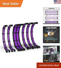 16AWG PSU Extension Kit, 300MM, 24-Pin/2xEPS/3xPCIe, Black Purple picture