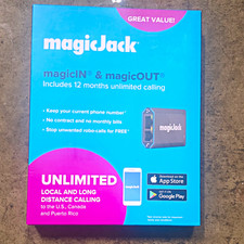 magicJack magicIN & magicOUT VoIP Adapter 1 Line USB/RJ-45 Black w/ Voicemail picture