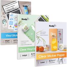 Lot Koala Waterproof Clear Sticker Paper for Inkjet or Laser Printers 8.5x11 picture