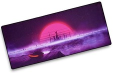 MouseOne Thasis Gaming Mouse Pad Retro Wave XL Extended 36.6x15.7 Stitched Edges picture