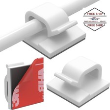 Clips para cables, 40 unidades con cintas adhesivas resistentes, Blanco picture