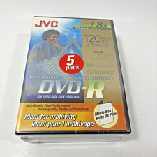 5 Pack JVC Blank Recordable DVD-R 4.7 GB 1~8x 120 minutes Sealed in Tall Cases picture
