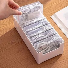 Data Cable Storage Box Desktop Cable Organizer 7 Compartment Wire Cord Holder picture
