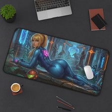 Samus Aran Desk Mat, Sci-Fi Game Computer Desk Pad, Gamer Decor picture