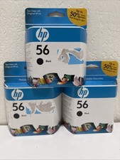 Lot Of 3 New HP 56 Black Ink Cartridge C6656AN Genuine OEM Sealed NOS picture