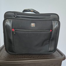 SwissGear Wenger Rolling Laptop Briefcase Black Ballistic Nylon Travel Bag 17x13 picture