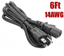 6Ft Heavy duty 14AWG 5-15P to C13 IEC320 PC Monitor Computer TV Power Cord Cable picture