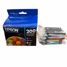 Epson 200 Black Cyan Magenta Yellow Ink Cartridges Combo 4 Pack Exp2027 Open Box picture