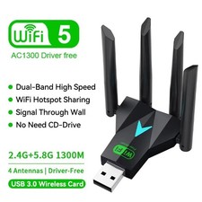 1300Mbps Wireless Dual Band USB 3.0 WiFi 2.4G/5G Network Adapter Dongle for PC` picture