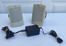 Vintage white Apple Powered Speakers II - Complete Pair W/Power Supply picture