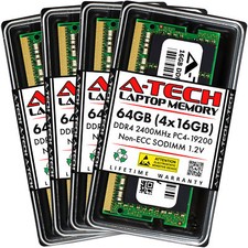 A-Tech 64GB Kit 4x 16GB PC4-19200 Laptop SODIMM DDR4 2400 MHz Non-ECC Memory RAM picture