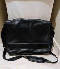 Pelle Studio Black Leather Laptop Messenger Bag Briefcase Crossbody New With Imp picture