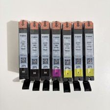 7 Pack Genuine Canon CLI-271 Ink Cartridges Black Magenta Yellow OEM picture
