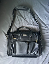 Black Faux Leather Laptop Briefcase, Padded Shoulder Strap, Multi-Compartment picture