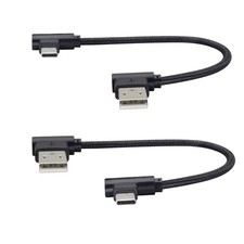 HCFeng Double Elbow Type C Cable Right Angle Nylon Braided 0.6 feet, black picture