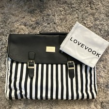 LOVEVOOK Black & White Striped Briefcase Laptop Bag with Shoulder Strap picture