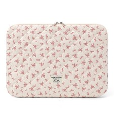 13 Inch Puffy Laptop Sleeve Cute Quilted Padded Floral Computer Case Pink picture