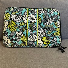 Vera Bradley Blue Green Floral Quilted Laptop Case 17x12.5 picture
