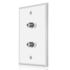 Dual Coaxial F Connector Wall Plate, White picture