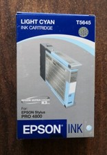 09-2008 NEW IN BOX GENUINE EPSON T5645 LIGHT CYAN 110ml K3 INK PRO 4800 AS T6055 picture