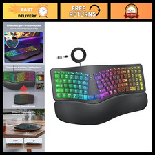 Ergonomic Wired Backlit Keyboard with Wrist Rest - Comfortable Typing, Black picture