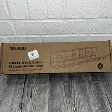 2 Pack DELAMU Under Desk Cable Management Tray, Large Metal Cord Organizer picture