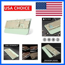 Typewriter Style Mechanical Gaming Keyboard, Green Retro Punk Gaming Keyboard... picture