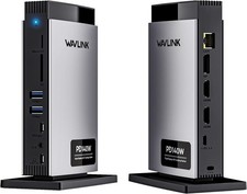 New - WAVLINK Laptop Docking Station 3 Monitors, 11-in-1 USB C Docking Station  picture
