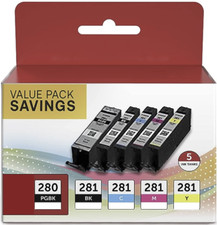 Canon OEM Genuine PGI-280 / CLI 281 Ink Cartridge set up- 5 pack (C / Y / M / B) picture