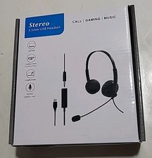 Stereo 3.5 mm Jack USB Headset with USB Adapter & Noise Cancel Mic Wired (S-023) picture