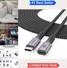 USB C Extension Cable 15 ft Male to Female 100W 5Gbps 4K 60Hz Nylon Braided picture