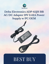 Delta Electronics ADP-65JH BB AC/DC Adapter 19V 3.42A Power Supply w/PC OEM picture