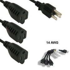 Kentek 36 in. AC Power Y Cable NEMA 5-15P to 3X NEMA 5-15R 14 AWG 15A 125V SJT picture