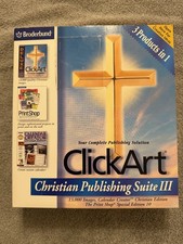 Vtg Broderbund ClickArt Christian Publishing Suite III Win 95/98 PC Big Box READ picture